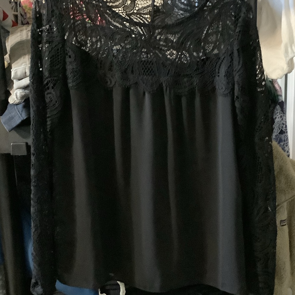 Lilly Pulitzer Black Lace Blouse, Keegan top, XS